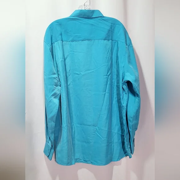 TM Exposure Men's Cyan Blue Long Sleeve Button-Up Dress Shirt Size 2XL EUC - Picture 3 of 4